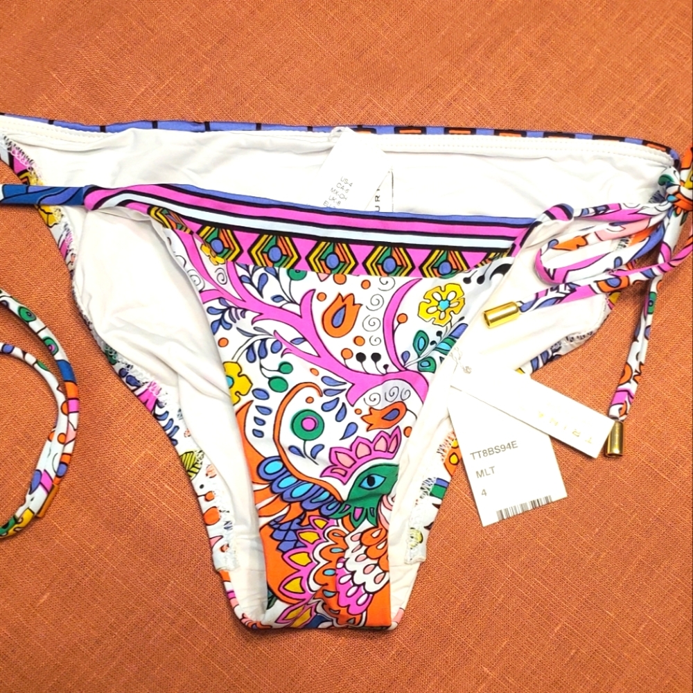 Trina Turk Floral Tie Side Bikini Bottom Size 4